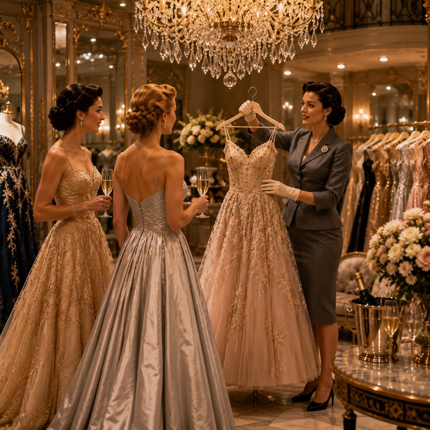 Women shopping for dresses at Down the Rabbit Hole Mall